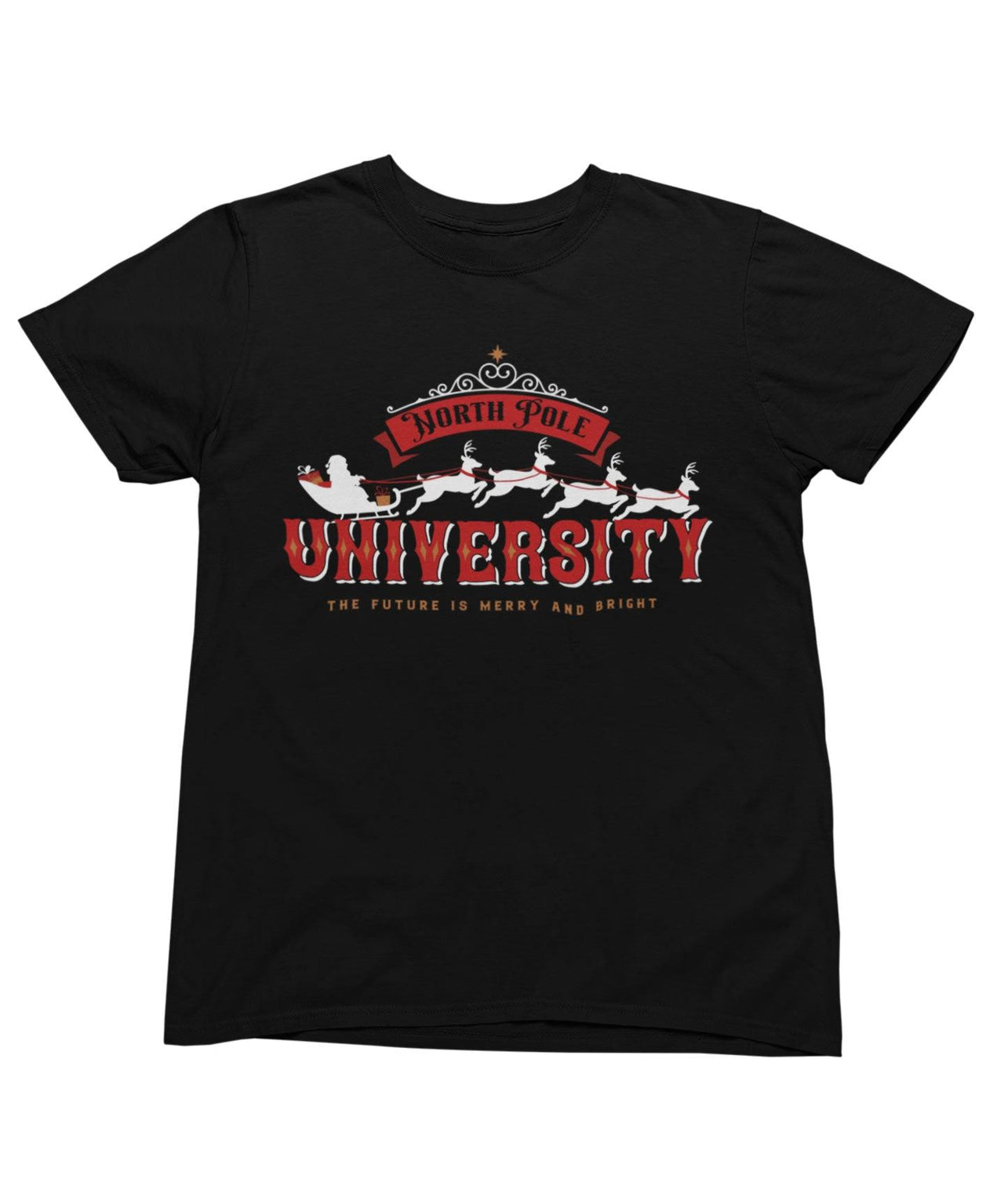 North Pole University Christmas Unisex Mens Graphic T-Shirt 8Ball