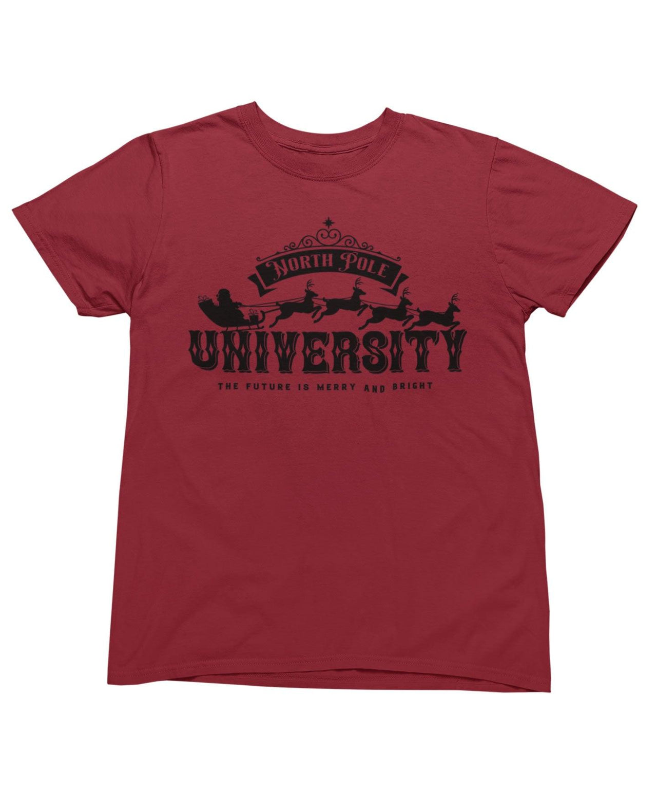 North Pole University Mono Christmas Unisex Mens T-Shirt 8Ball
