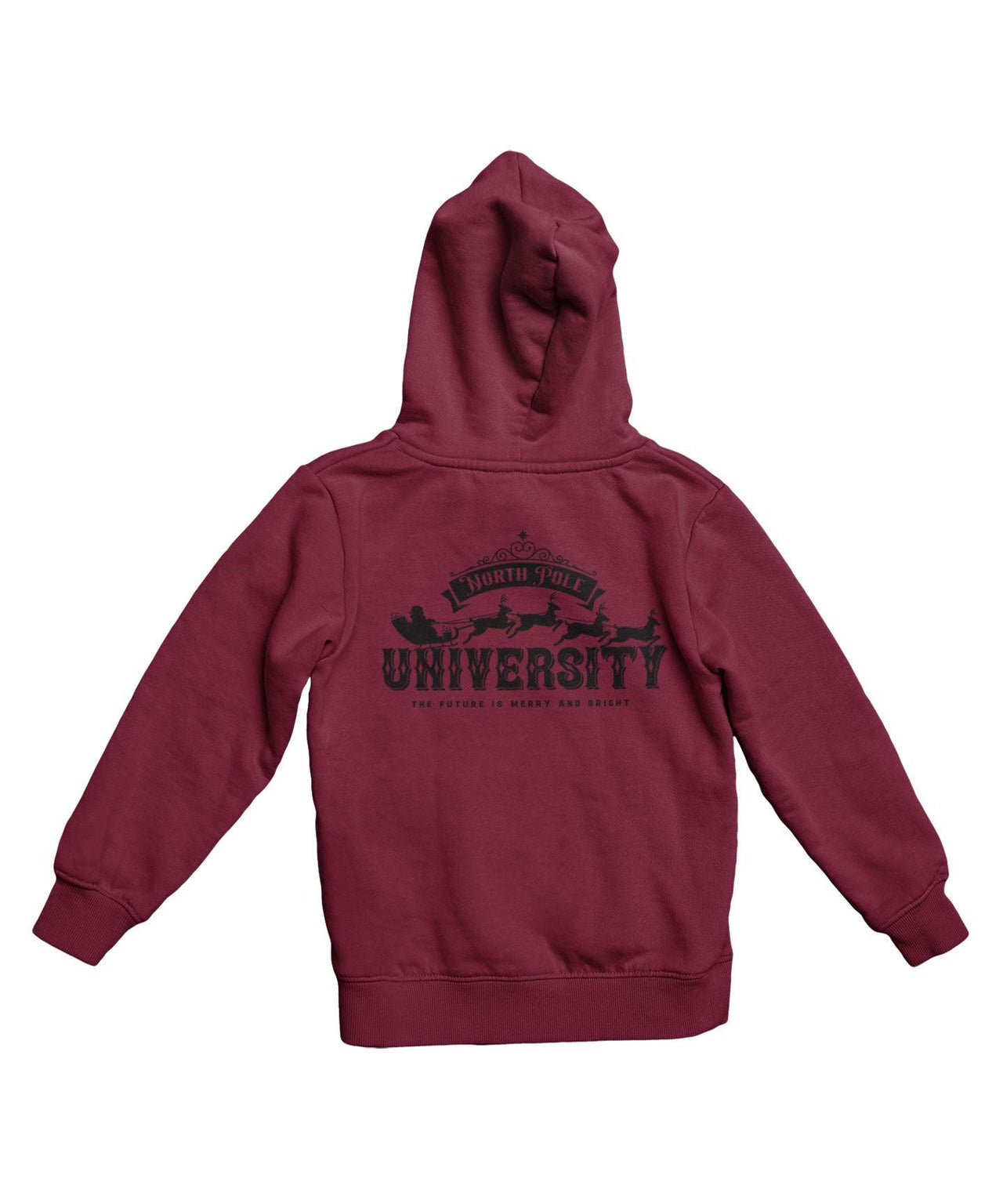 North Pole University Mono-Colour Back Printed Christmas Hoodie For Men and Women 8Ball
