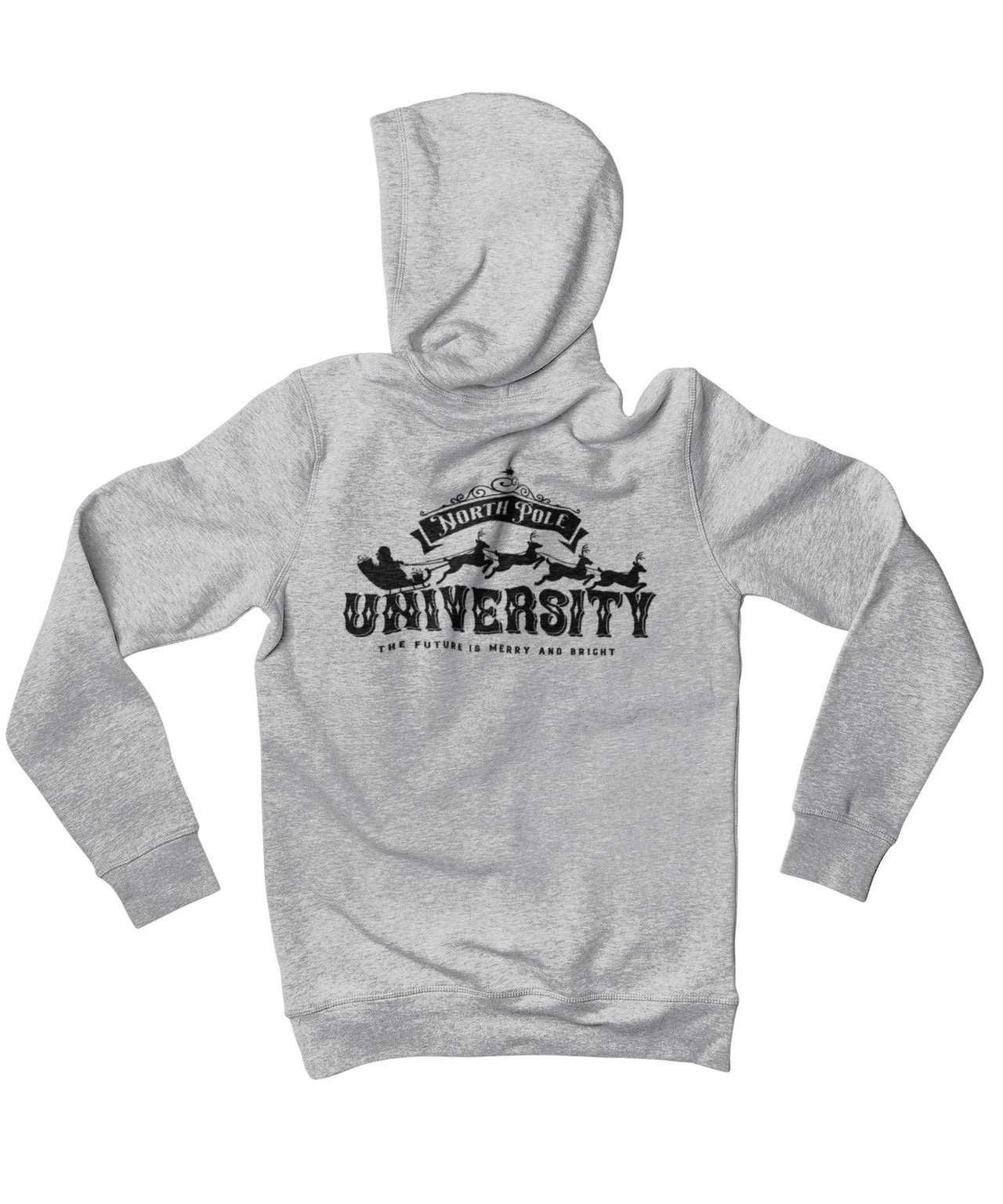 North Pole University Mono-Colour Back Printed Christmas Hoodie For Men and Women 8Ball