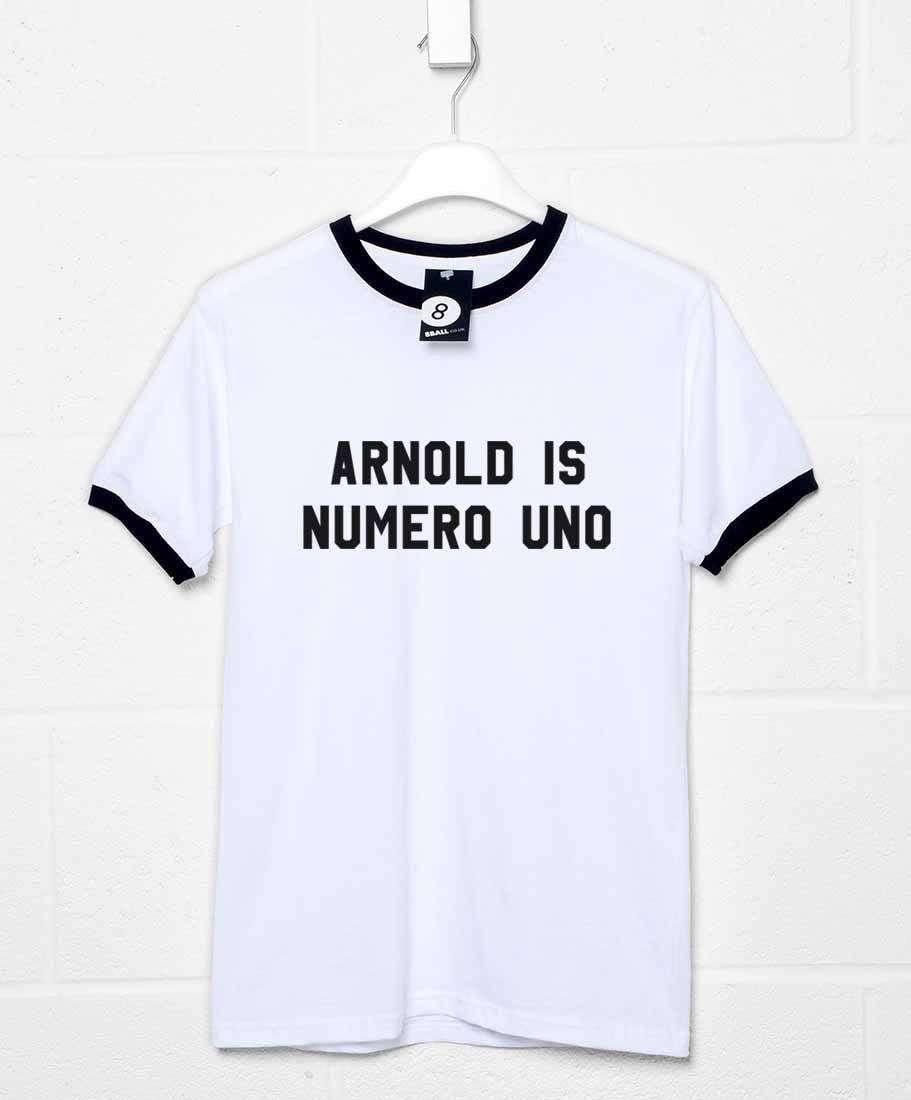 Numero Uno Ringer Mens T-Shirt As Worn By Arnold Schwarzenegger 8Ball