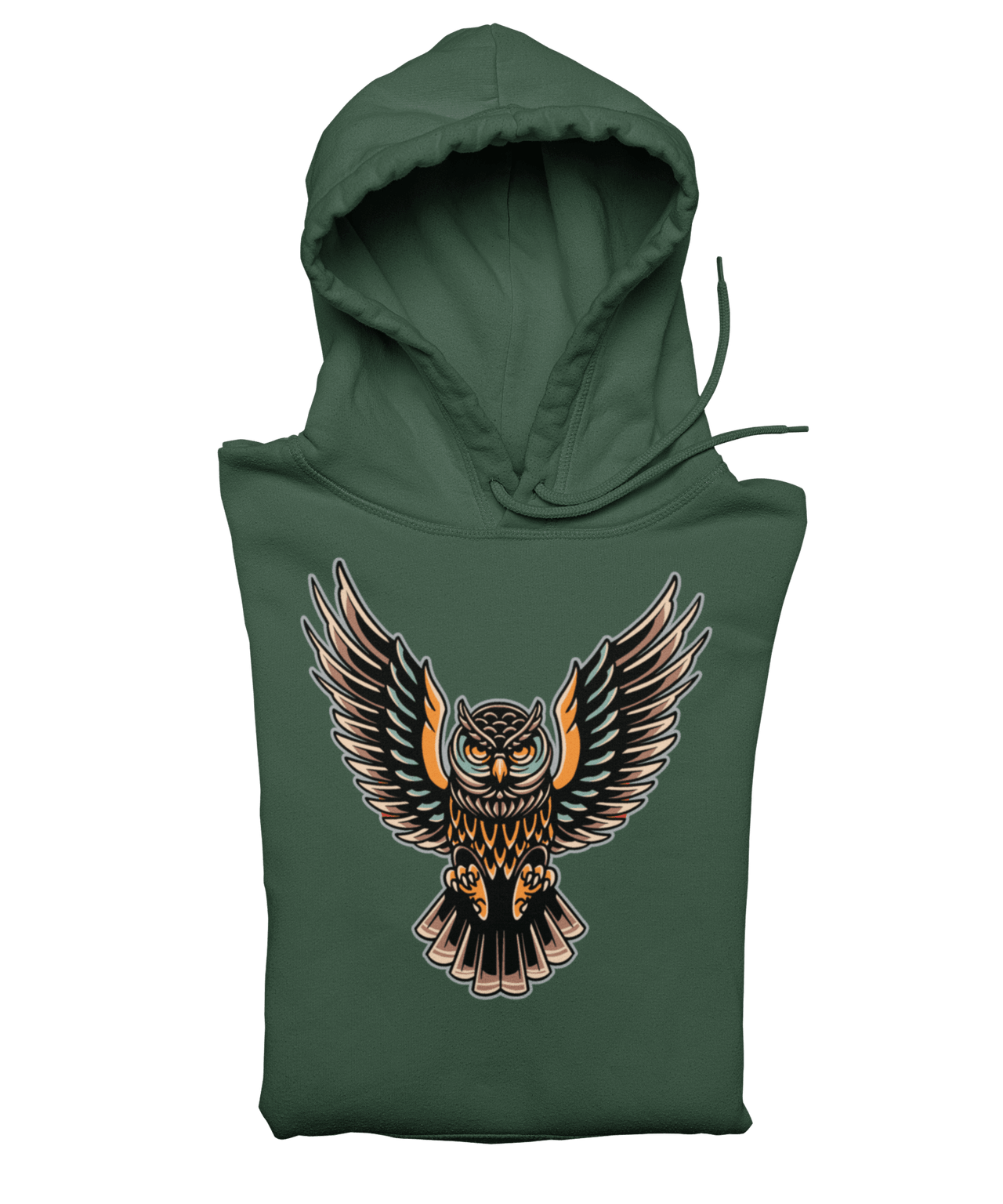 Owl Tattoo Design Adult Front Printed Graphic Hoodie 8Ball