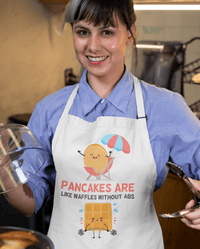 Thumbnail for Pancakes Are Like Waffles Without Abs Pancake Day Cotton Kitchen Apron 8Ball