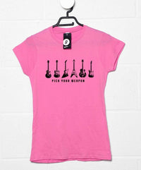 Thumbnail for Pick Your Guitar Weapon Womens Fitted T-Shirt 8Ball