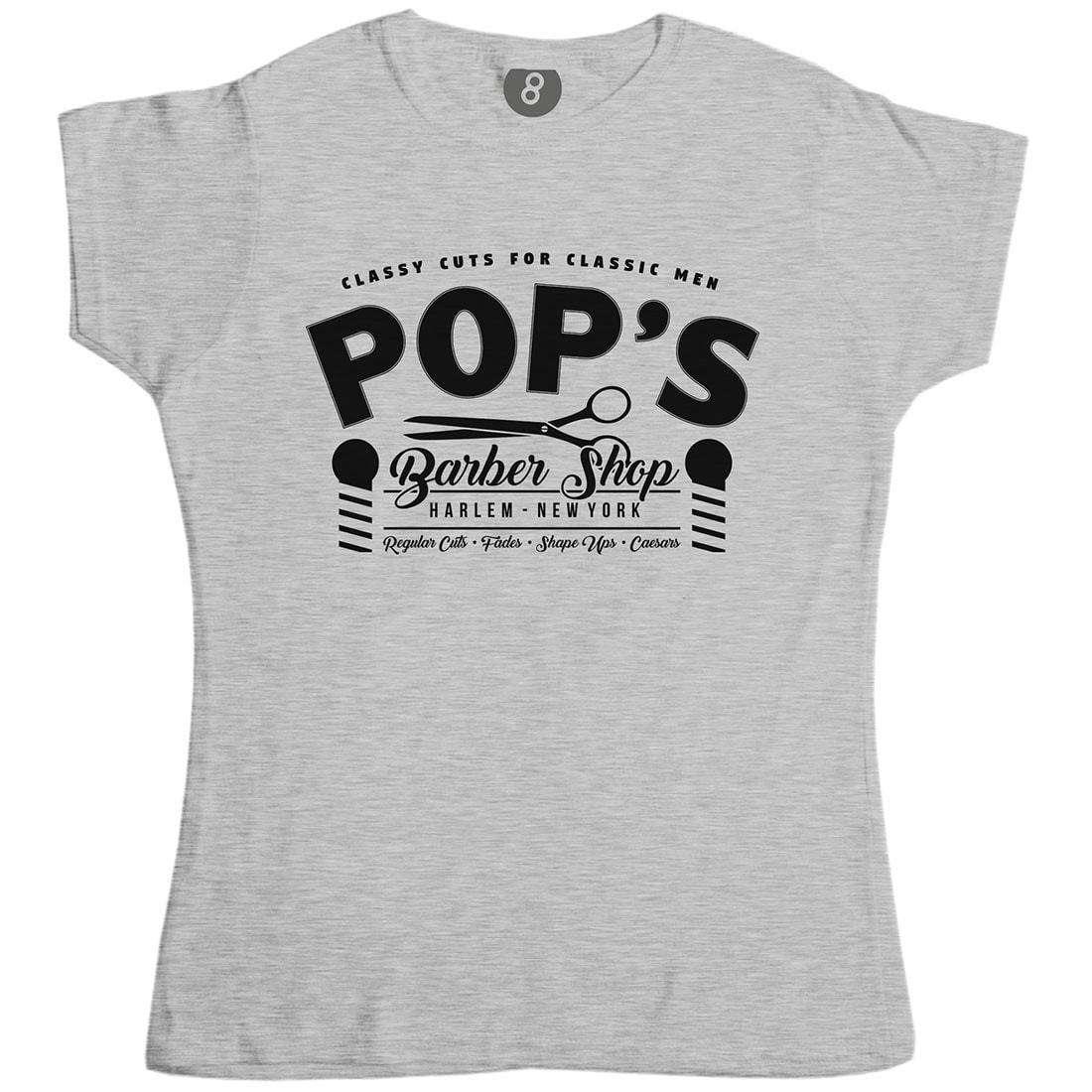 Pop's Barber Shop Fitted Womens T-Shirt 8Ball
