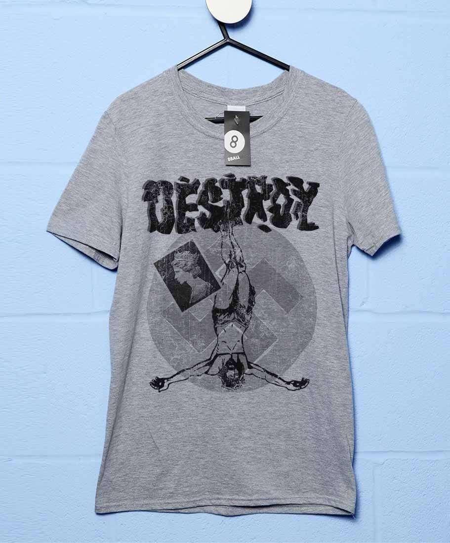 Punk Destroy BnW Graphic T-Shirt For Men, Inspired By The Sex Pistols 8Ball