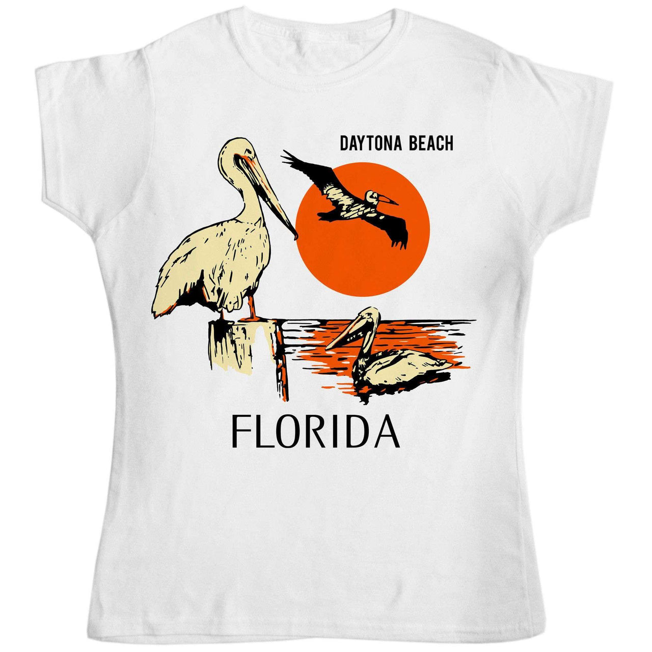 Retro Daytona Beach Womens Fitted T-Shirt 8Ball