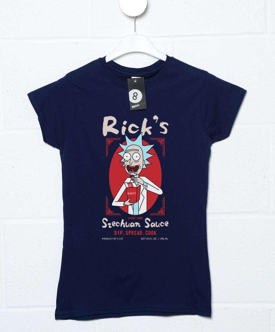 Rick's Szechuan Sauce Womens Fitted Graphic T-Shirt For Men 8Ball