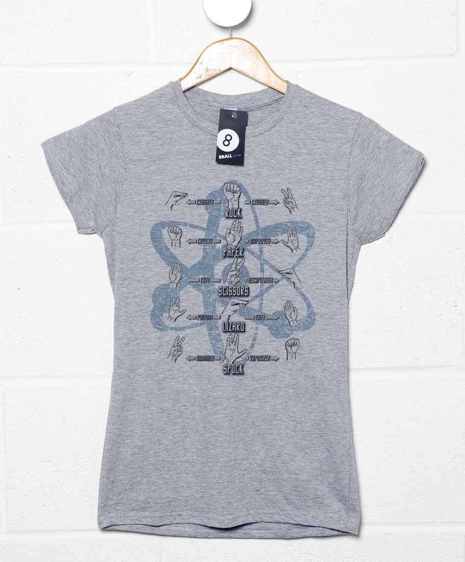 Rock Paper Scissors Lizard Spock Womens T-Shirt 8Ball