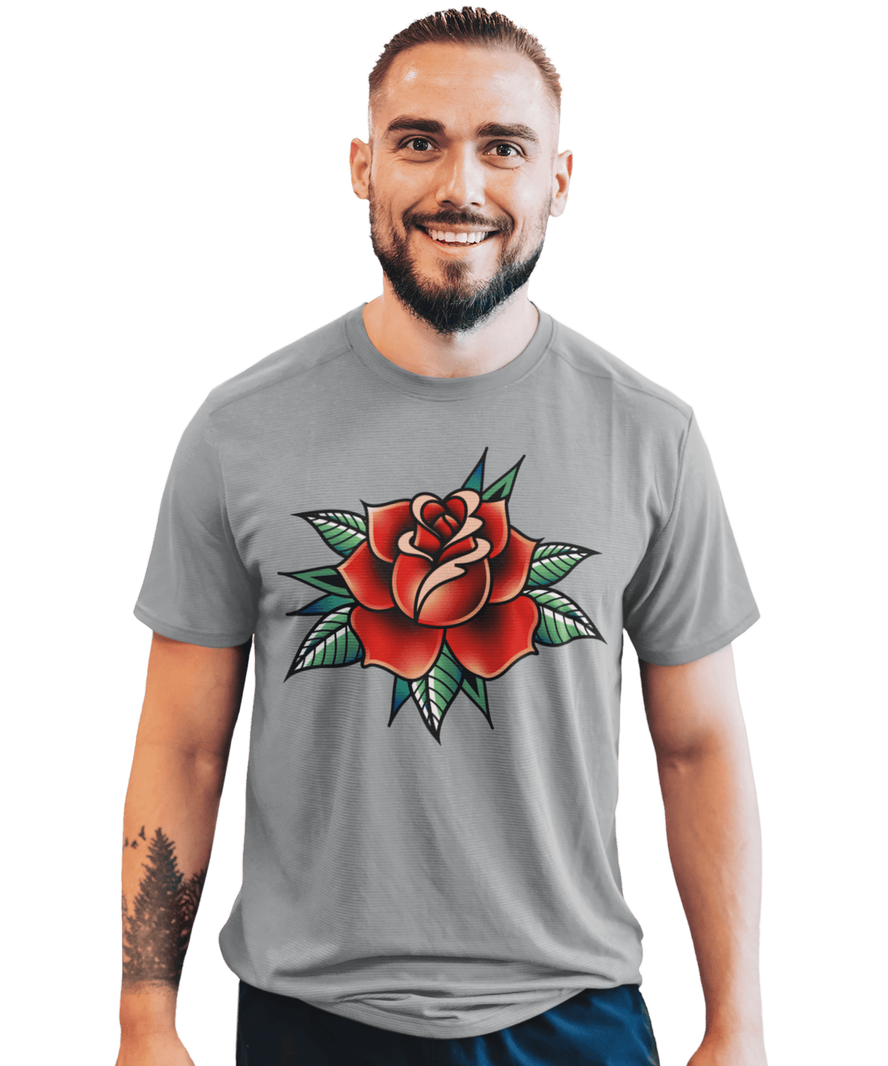 Rose Tattoo Design Adult Unisex Mens Graphic T-Shirt 8Ball