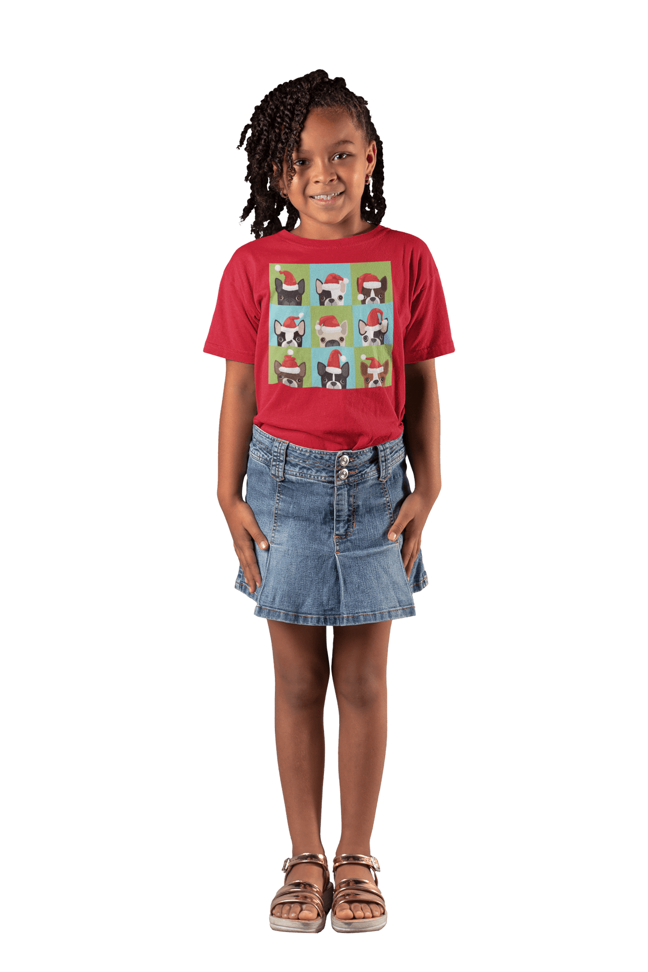 Santa Hat Pugs Christmas Kids T-Shirt 8Ball