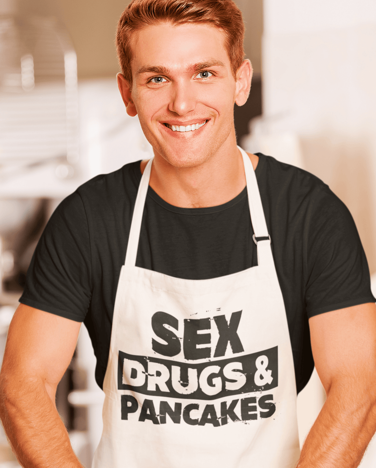Sex Drugs and Pancakes Monochrome Pancake Day Cotton Kitchen Apron 8Ball