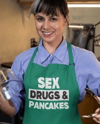 Thumbnail for Sex Drugs and Pancakes Monochrome Pancake Day Cotton Kitchen Apron 8Ball
