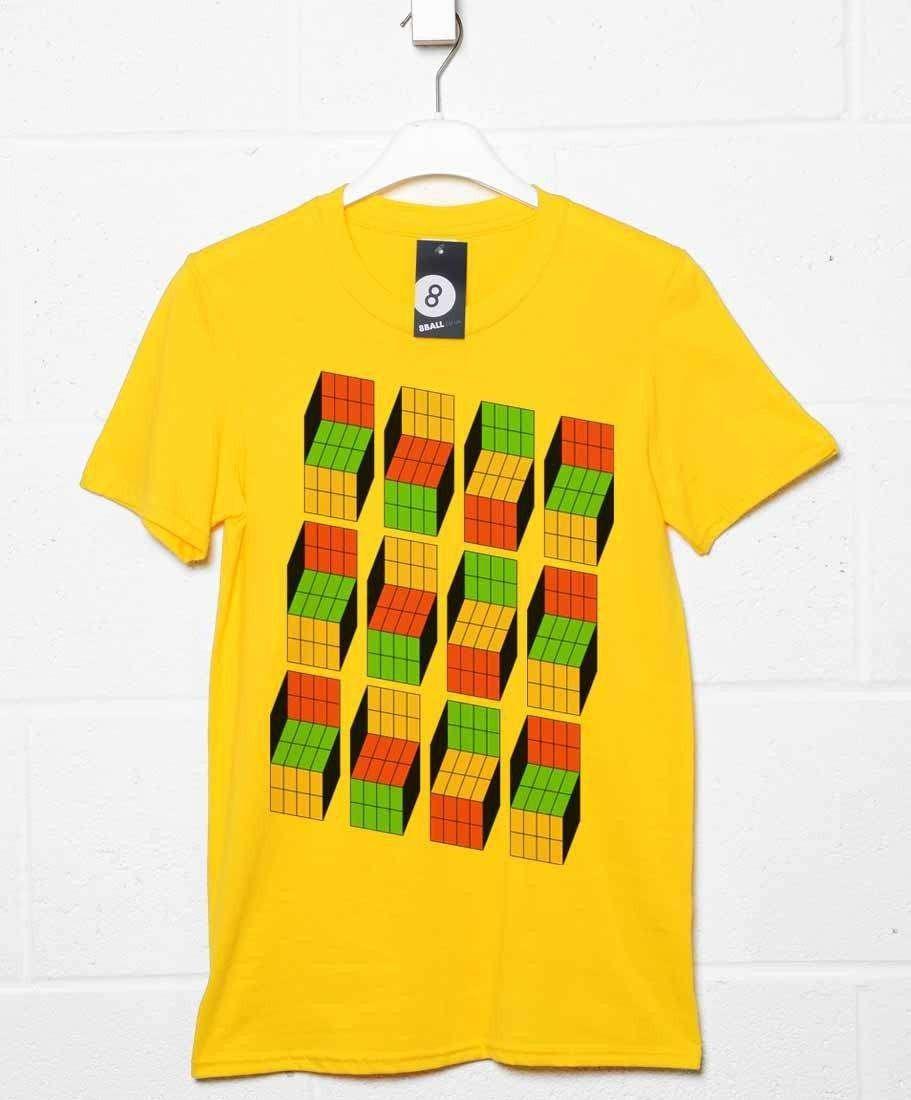 Sheldon's Optical Illusion Cubes Mens T-Shirt 8Ball