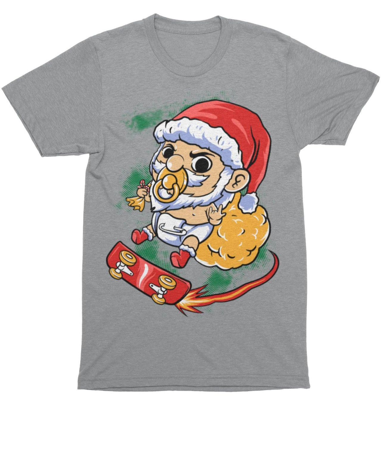 Skateboarding Baby Santa Unisex Christmas T-Shirt For Men 8Ball