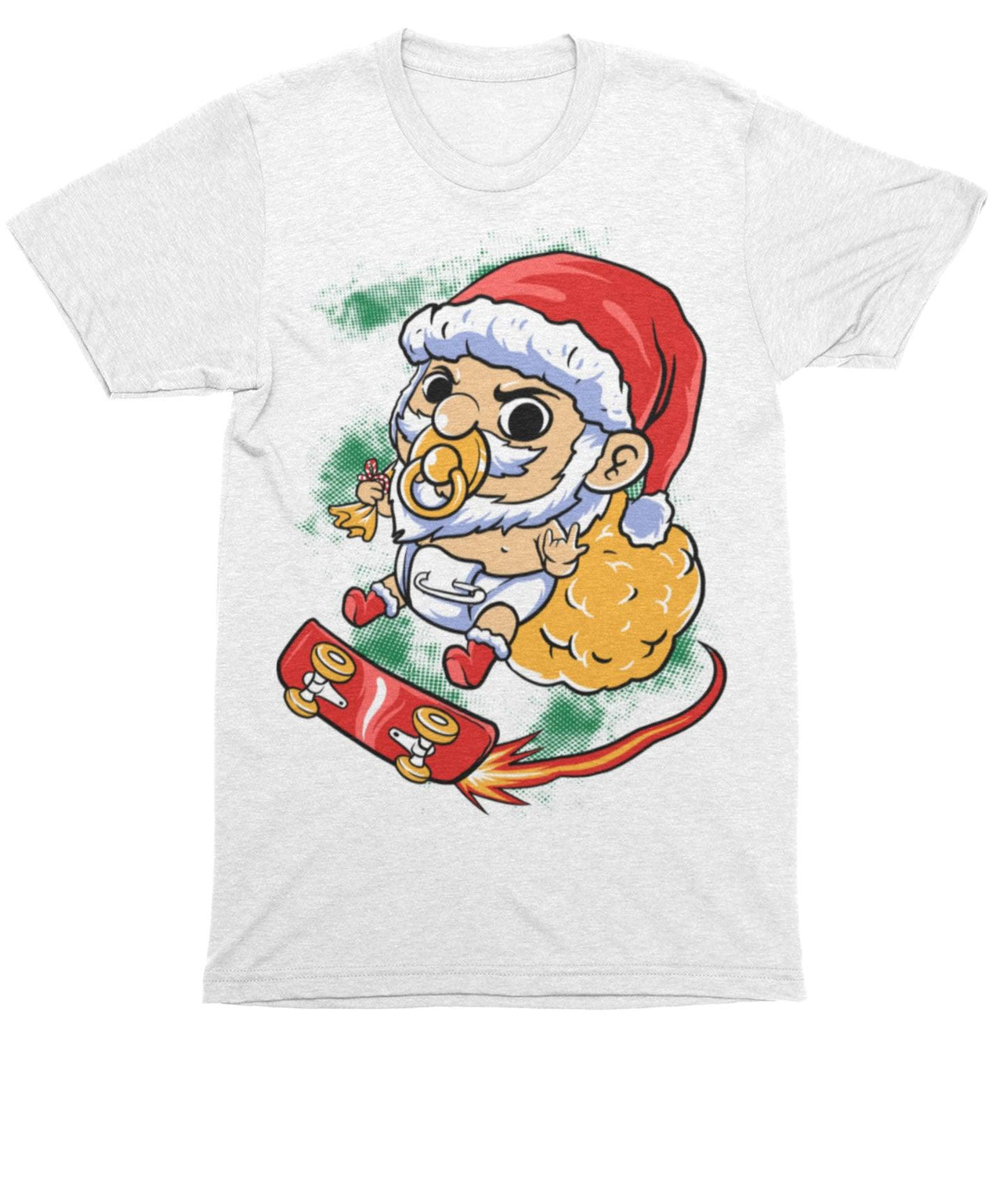 Skateboarding Baby Santa Unisex Christmas T-Shirt For Men 8Ball