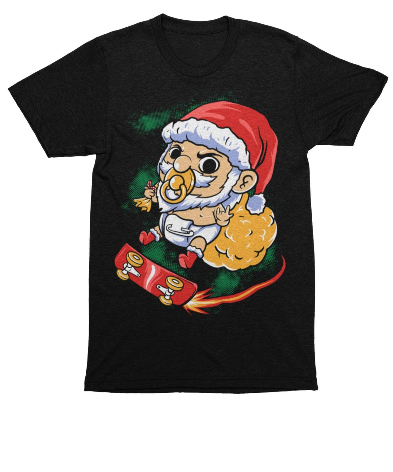 Skateboarding Baby Santa Unisex Christmas T-Shirt For Men 8Ball
