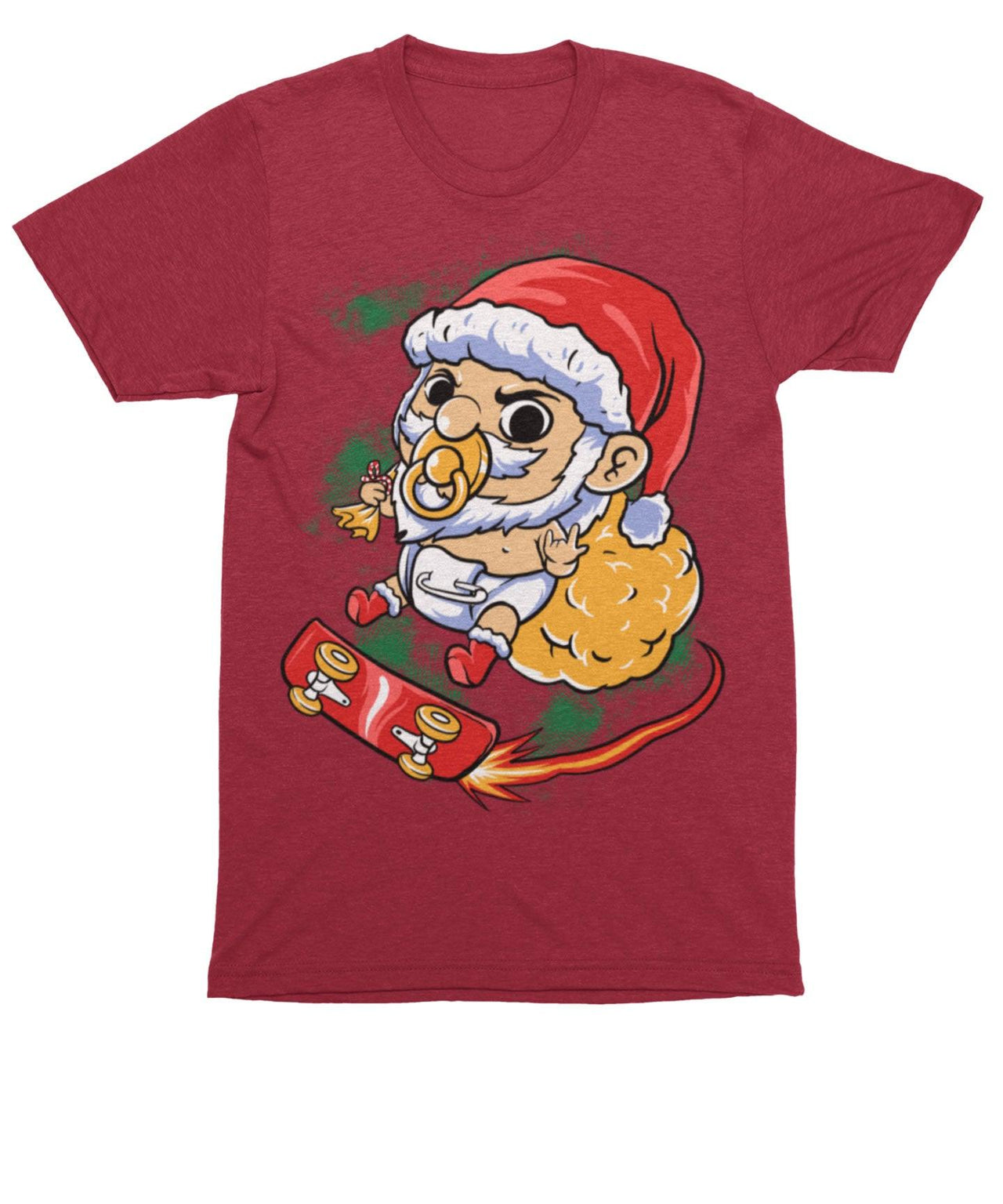 Skateboarding Baby Santa Unisex Christmas T-Shirt For Men 8Ball