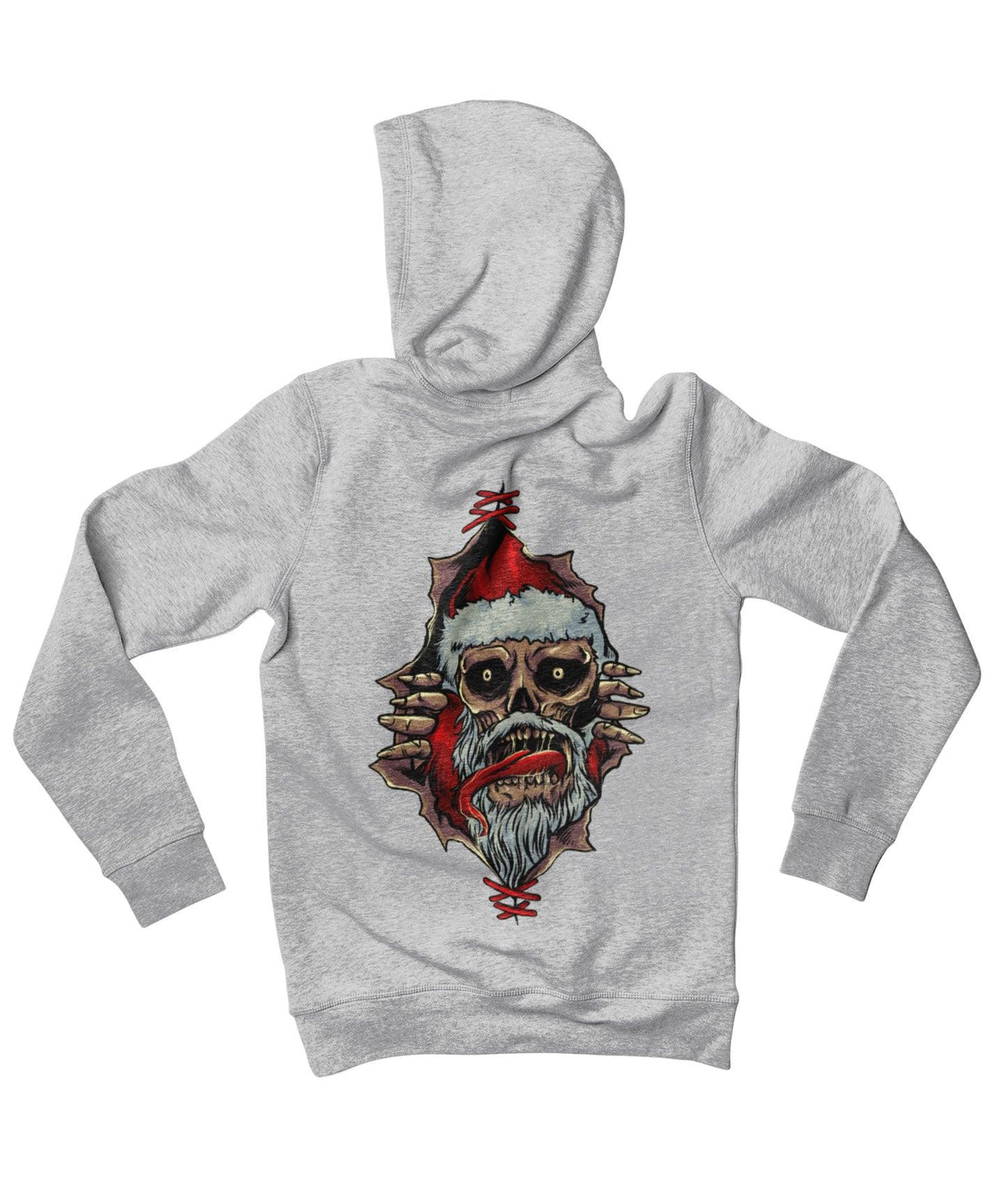 Skull Santa Peek-A-Boo Back Printed Christmas Graphic Hoodie 8Ball