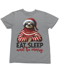 Thumbnail for Sloth Eat Sleep And Be Merry Christmas Unisex T-Shirt For Men 8Ball