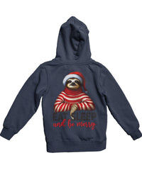 Thumbnail for Sloth Eat Sleep Be Merry Christmas Back Printed Graphic Hoodie 8Ball