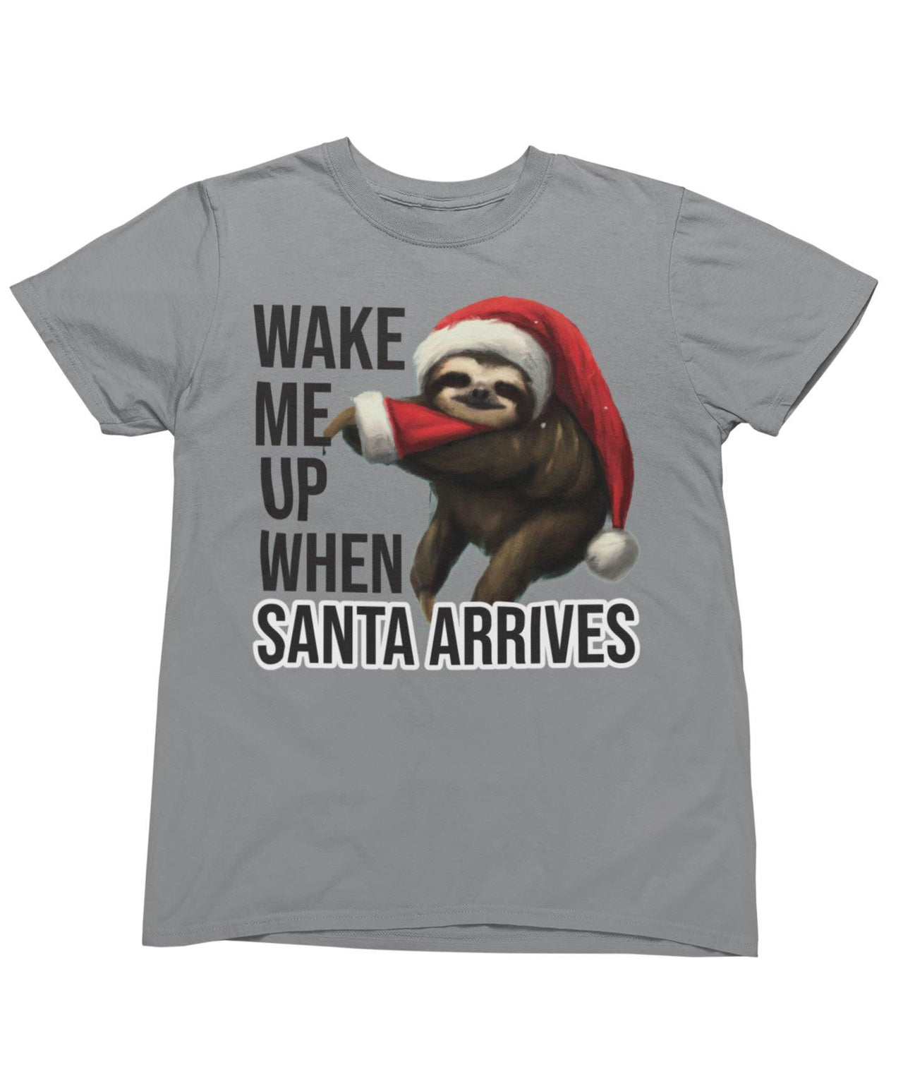 Sloth Wake Me Up When Santa Arrives Christmas Unisex Mens Graphic T-Shirt 8Ball