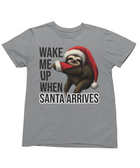 Thumbnail for Sloth Wake Me Up When Santa Arrives Christmas Unisex Mens Graphic T-Shirt 8Ball