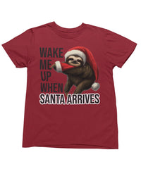 Thumbnail for Sloth Wake Me Up When Santa Arrives Christmas Unisex Mens Graphic T-Shirt 8Ball