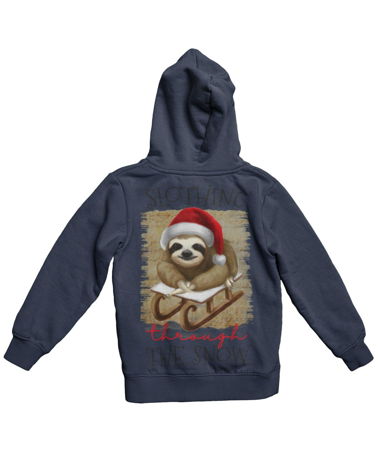 Slothing Through The Snow Christmas Back Printed Unisex Hoodie 8Ball