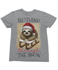 Thumbnail for Slothing Through The Snow Christmas Unisex Graphic T-Shirt For Men 8Ball