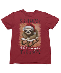 Thumbnail for Slothing Through The Snow Christmas Unisex Graphic T-Shirt For Men 8Ball