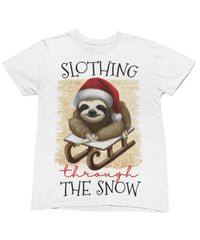 Thumbnail for Slothing Through The Snow Christmas Unisex Graphic T-Shirt For Men 8Ball