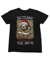 Thumbnail for Slothing Through The Snow Christmas Unisex Graphic T-Shirt For Men 8Ball