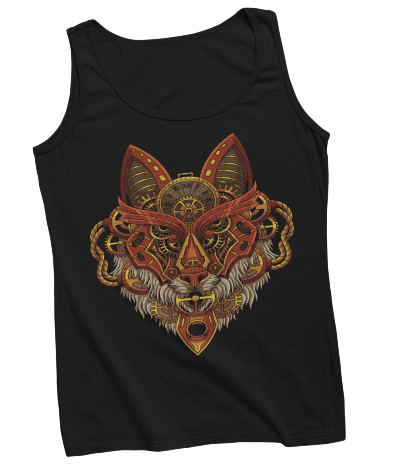 Steampunk Wolf Tattoo Design Adult Womens Vest Top 8Ball