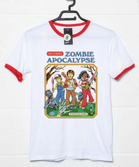 Thumbnail for Steven Rhodes My First Zombie Apocalypse Ringer Mens Graphic T-Shirt 8Ball