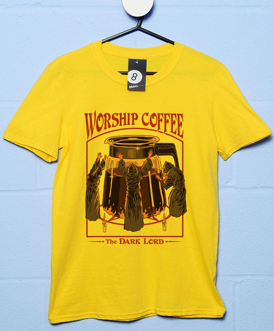 Steven Rhodes Worship Coffee Mens T-Shirt 8Ball