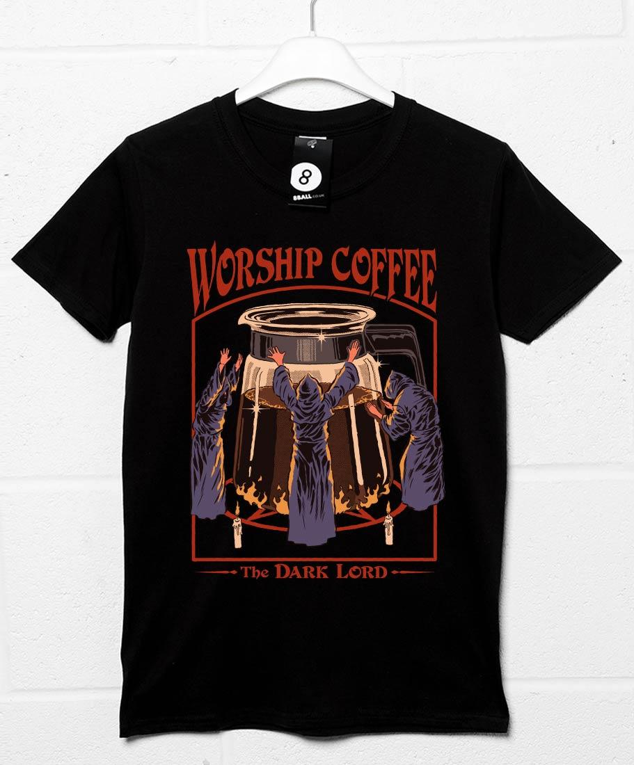 Steven Rhodes Worship Coffee Mens T-Shirt 8Ball