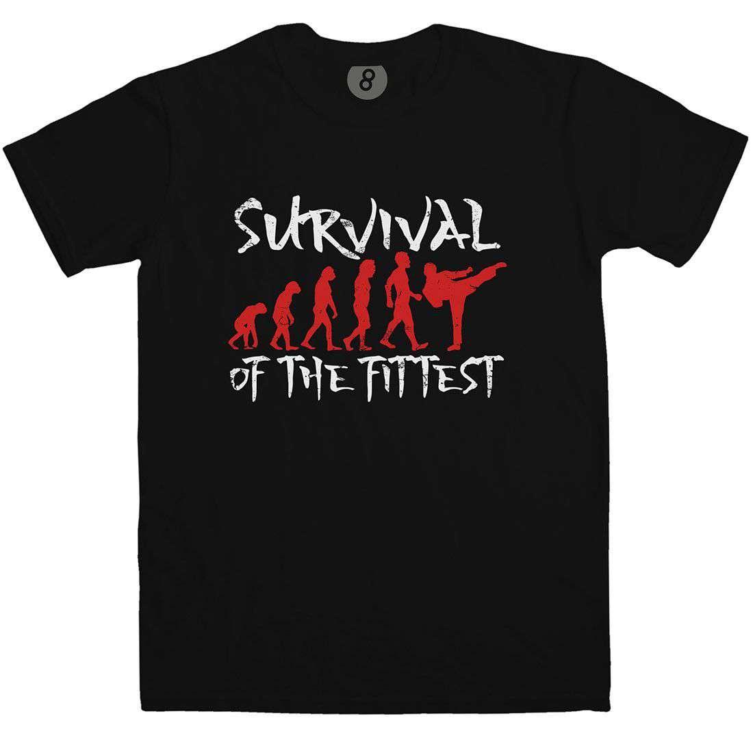 Survival of the Fittest Martial Arts Evolution T-Shirt For Men 8Ball