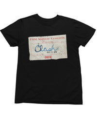 Thumbnail for The Clash Take The Fifth Tour First Night Crew Pass Mens T-Shirt 8Ball