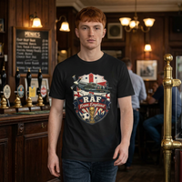 Thumbnail for Man wearing a black t-shirt with RAF logo in a pub setting. England Fan T-Shirt