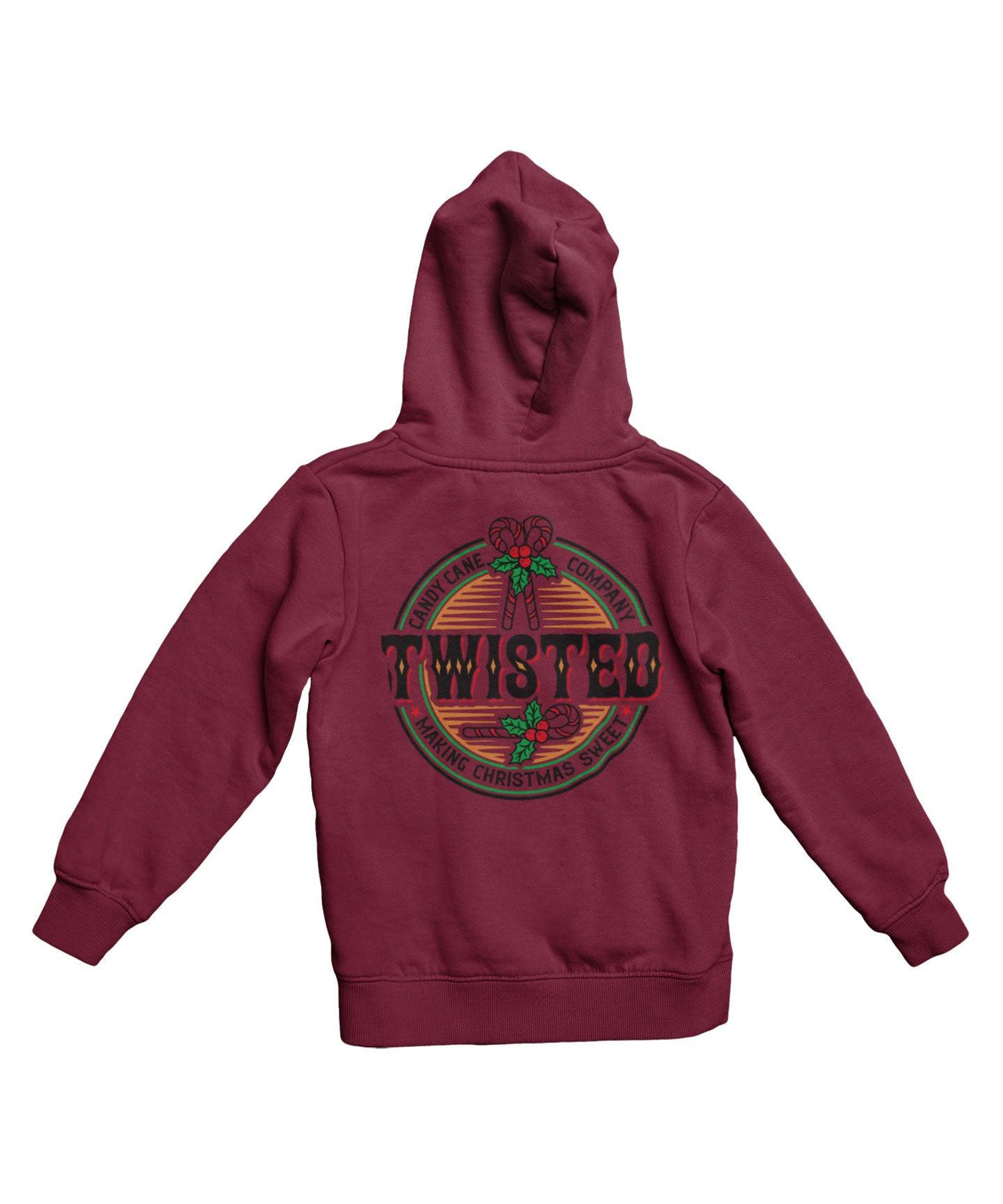 Twisted Candy Cane Colour Back Printed Christmas Hoodie For Men and Women 8Ball