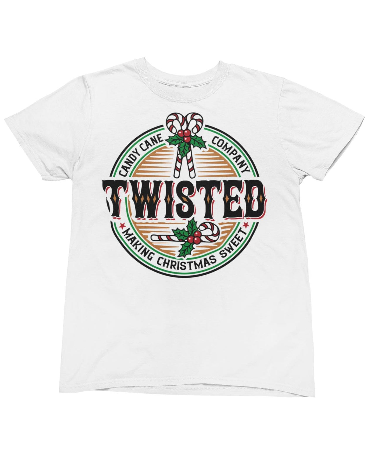 Twisted Candy Canes Christmas Unisex Mens T-Shirt 8Ball