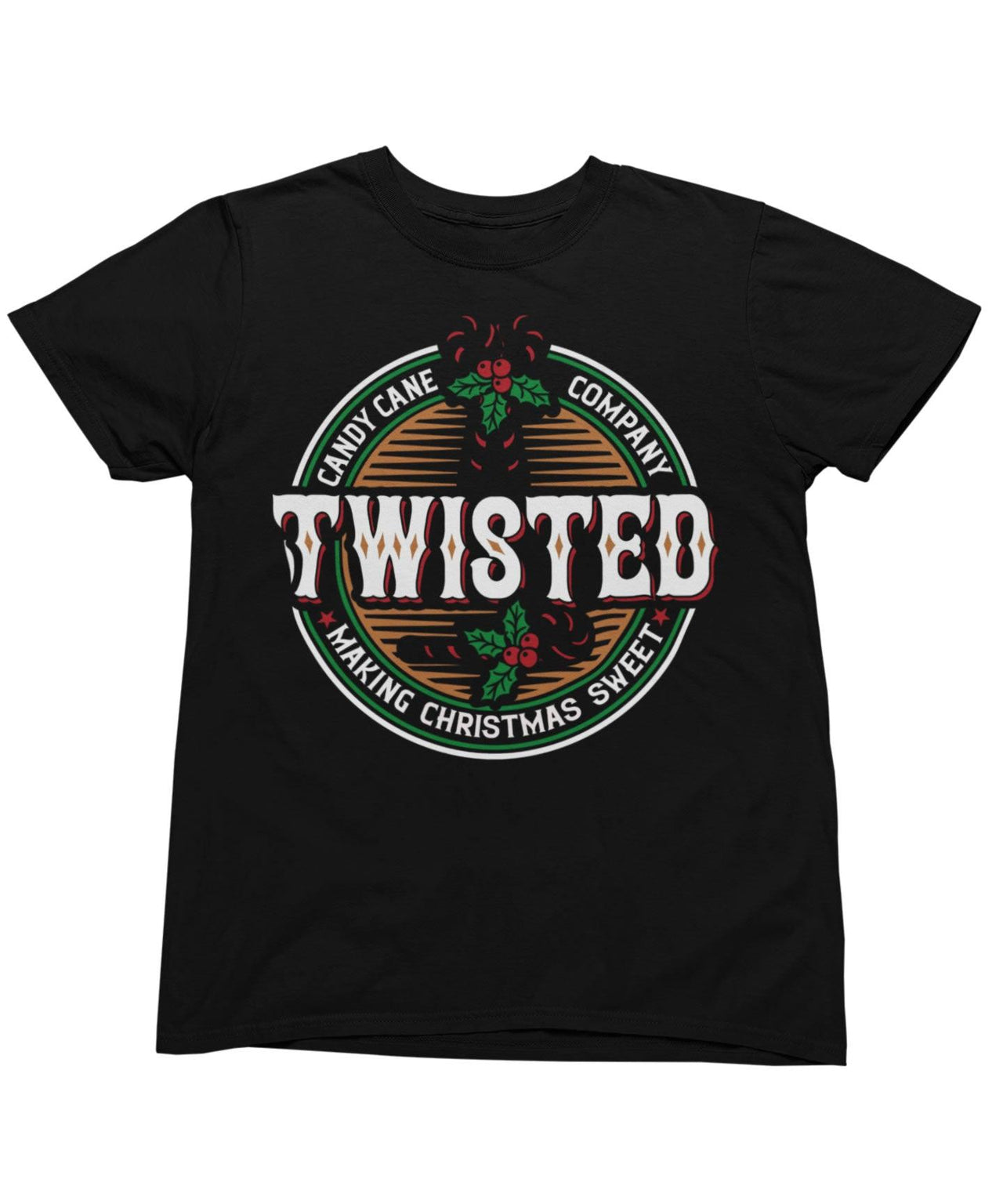 Twisted Candy Canes Christmas Unisex Mens T-Shirt 8Ball