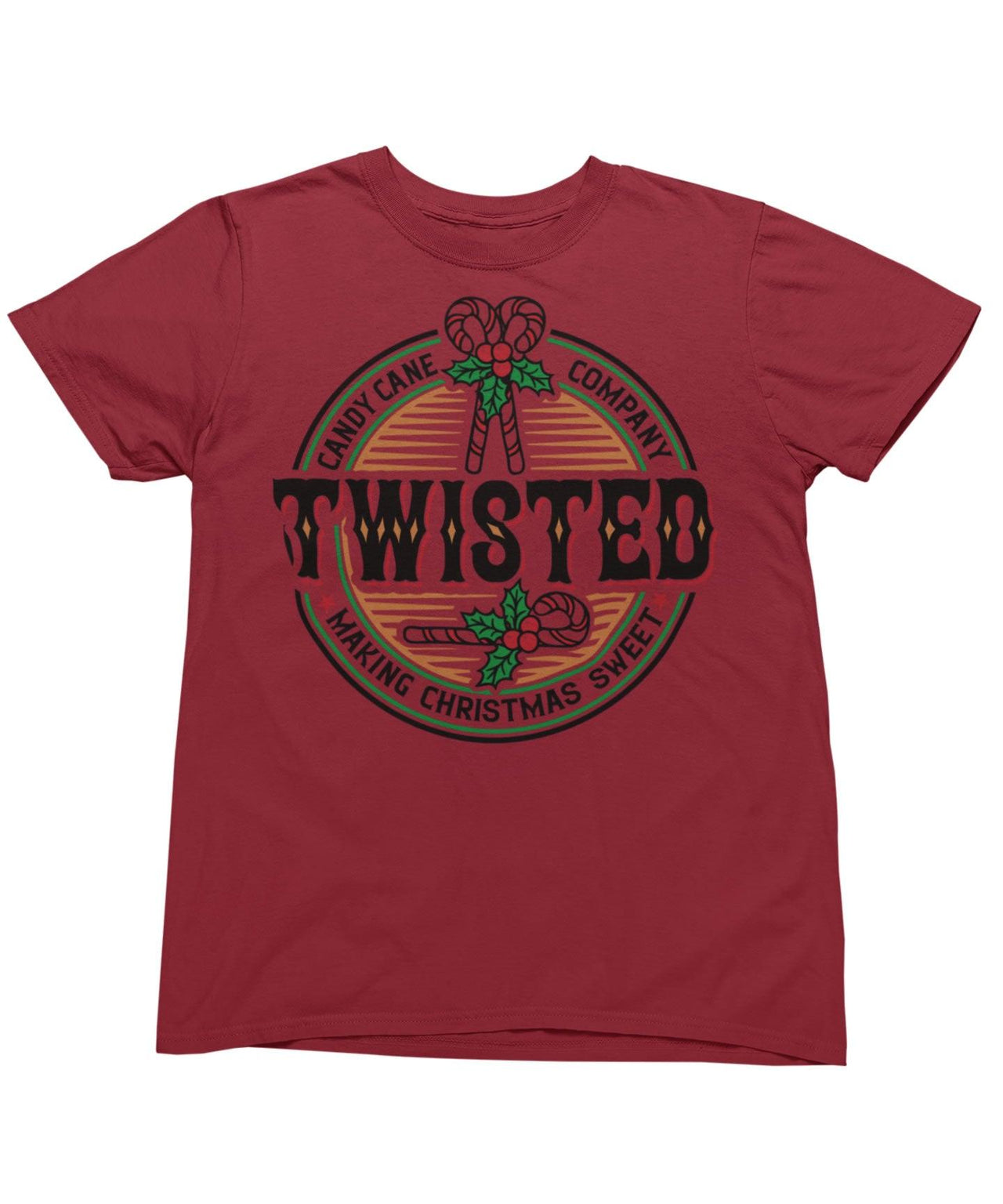 Twisted Candy Canes Christmas Unisex Mens T-Shirt 8Ball