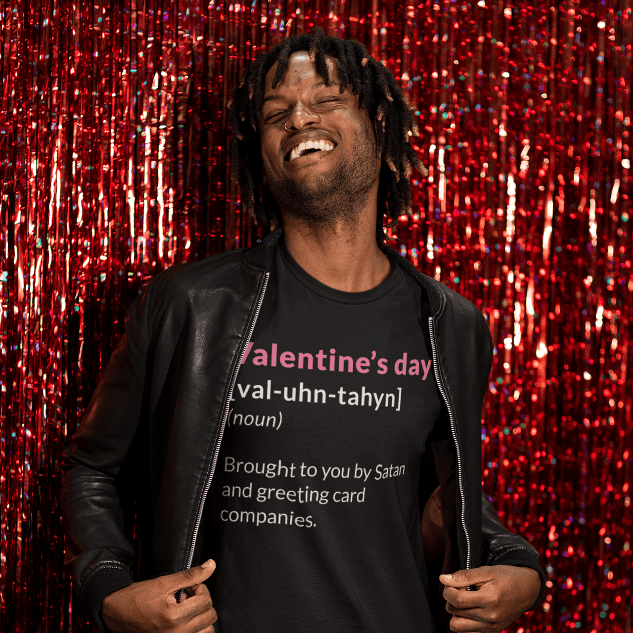 Valentine's Day Definition Brought To You By Satan Adult Unisex T-Shirt 8Ball