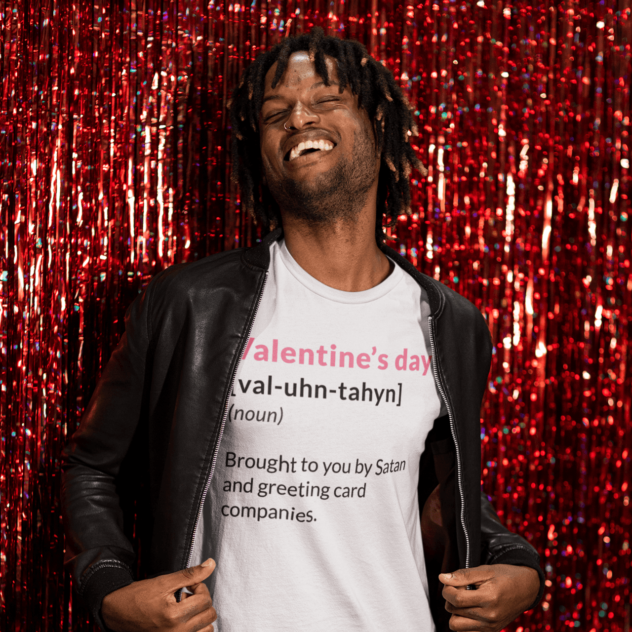 Valentine's Day Definition Brought To You By Satan Adult Unisex T-Shirt 8Ball