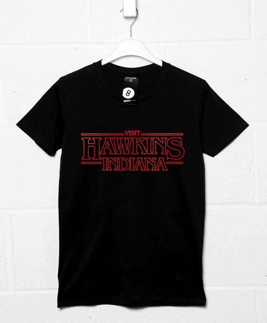 Visit Hawkins Indiana Mens Graphic T-Shirt 8Ball