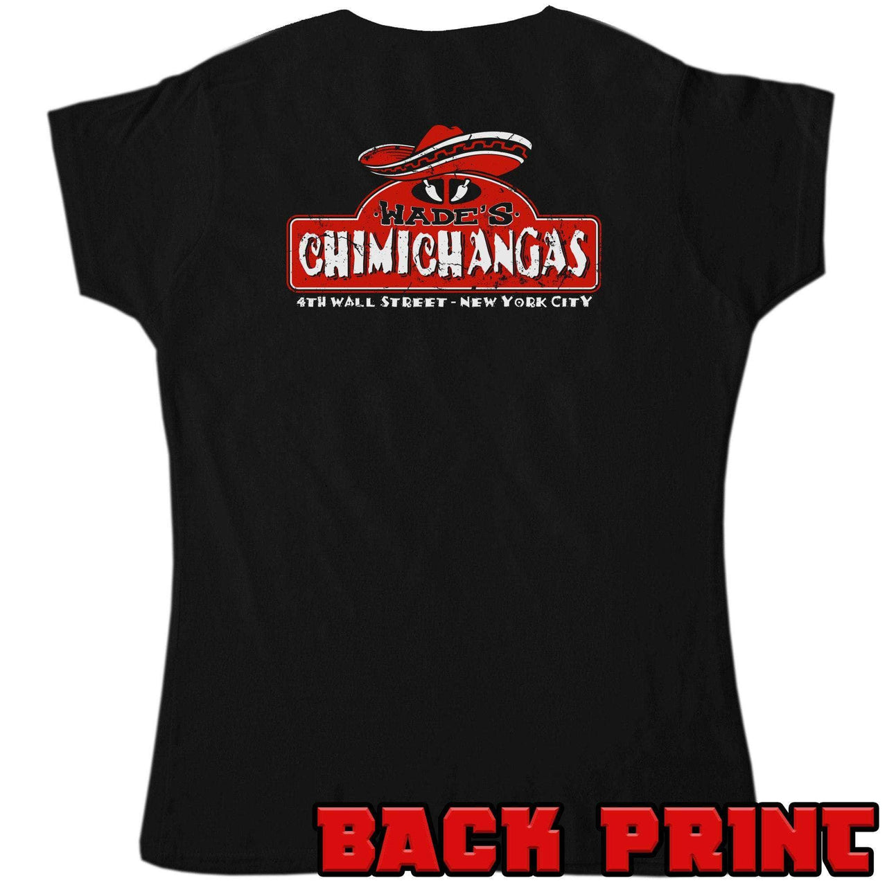 Wades Chimichangas with Back Print T-Shirt for Women 8Ball