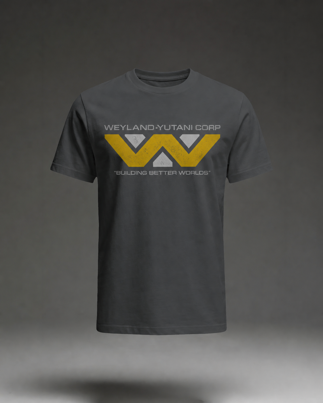 Weyland Yutani Corporation Building Better Worlds T-Shirt, Black Ghost Form flat mockup