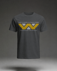 Thumbnail for Weyland Yutani Corporation Building Better Worlds T-Shirt, Black Ghost Form flat mockup